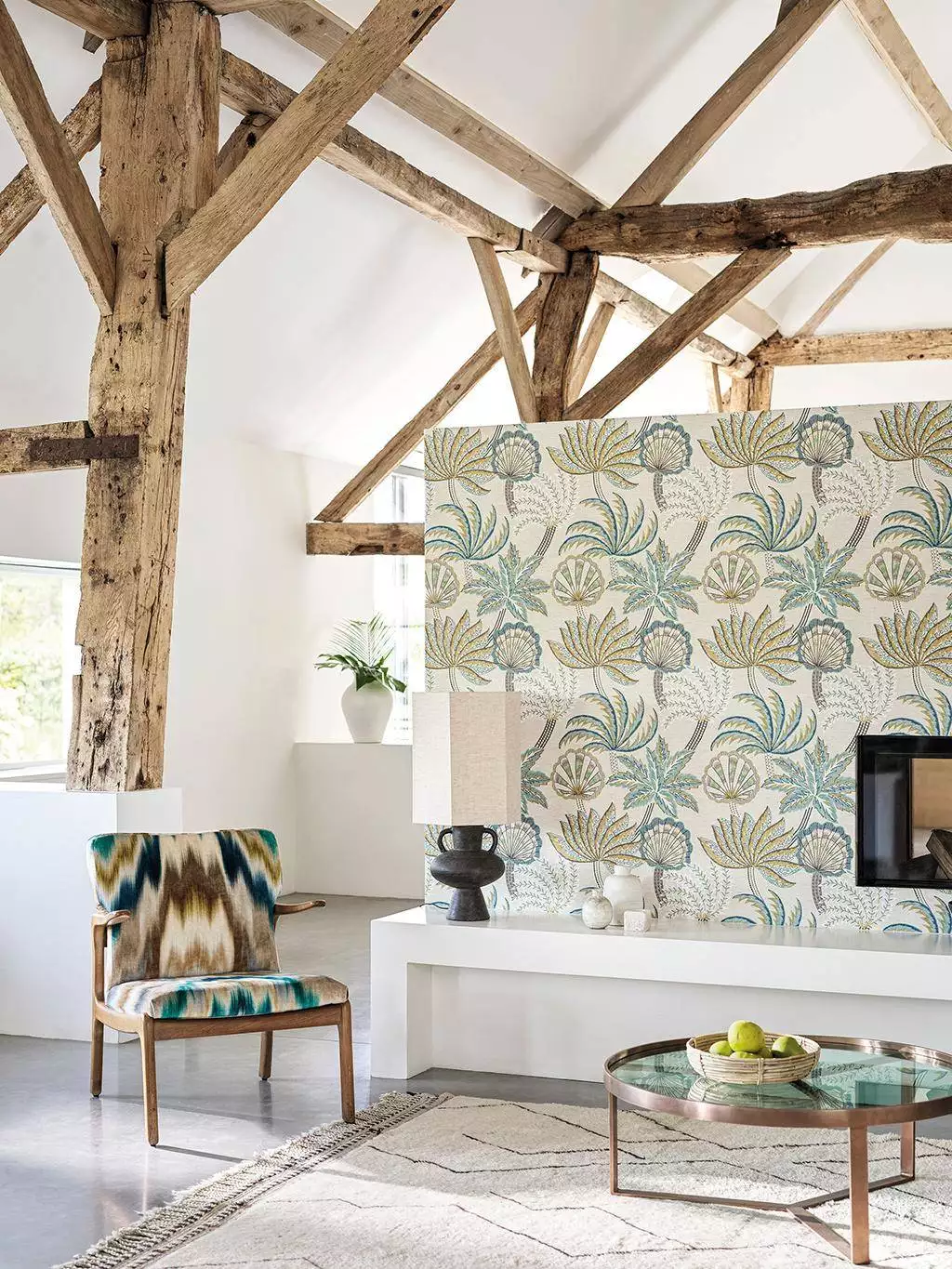 Ravenala, col. 01 - Blätter - Florale Muster - Blau - Creme - Gelb - Grün - Türkis - Osborne & Little