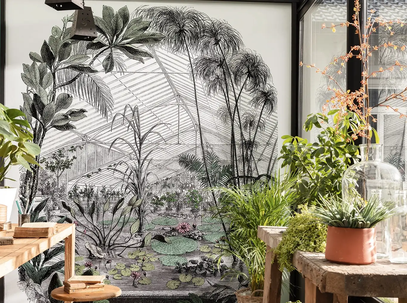 JARDIN D HIVER - Blumen - Blätter - Bäume - Landschaft - Multicolor - Caselio