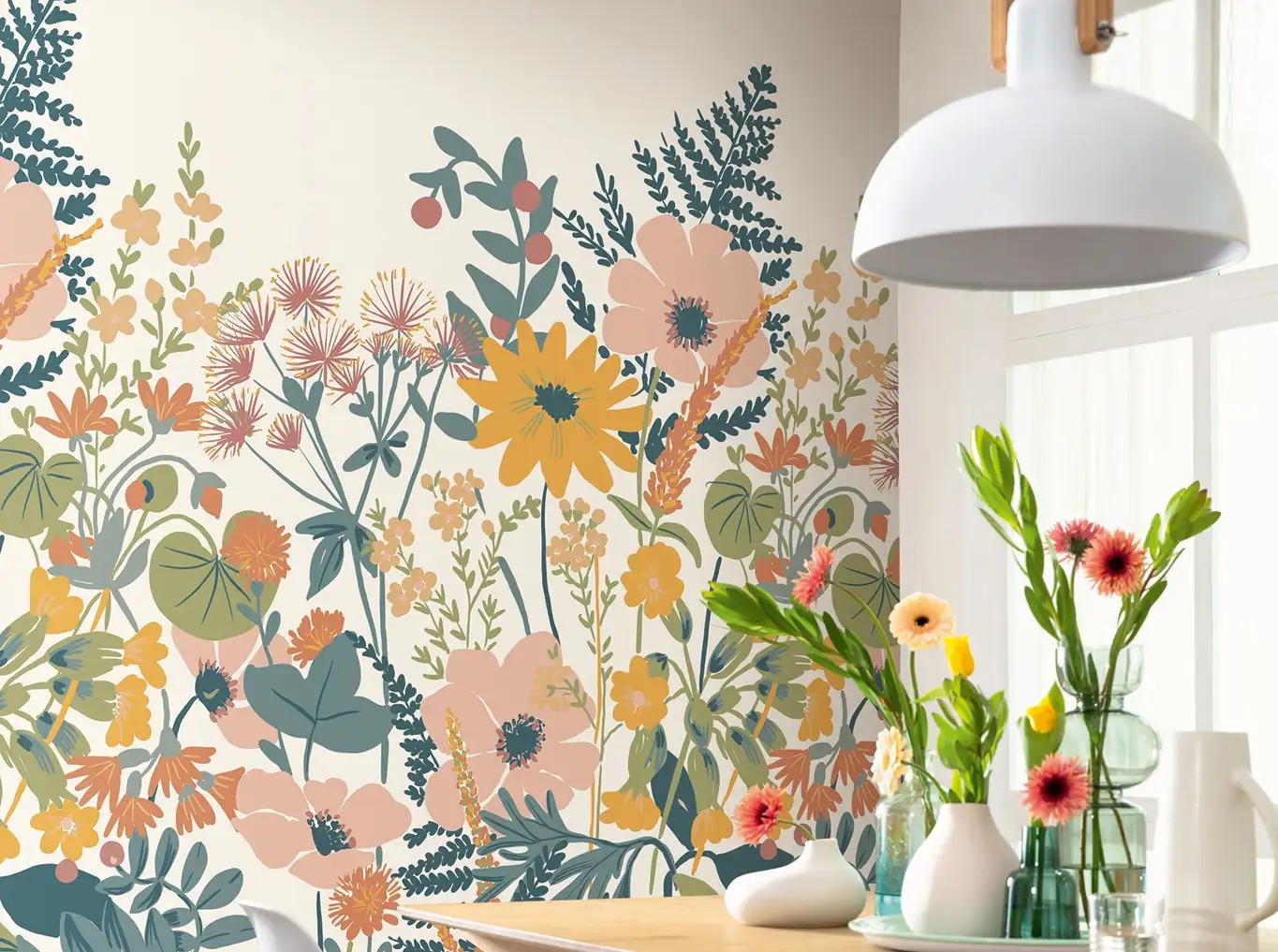 Raumbild HANNA - Blumen - Blätter - Multicolor - Caselio