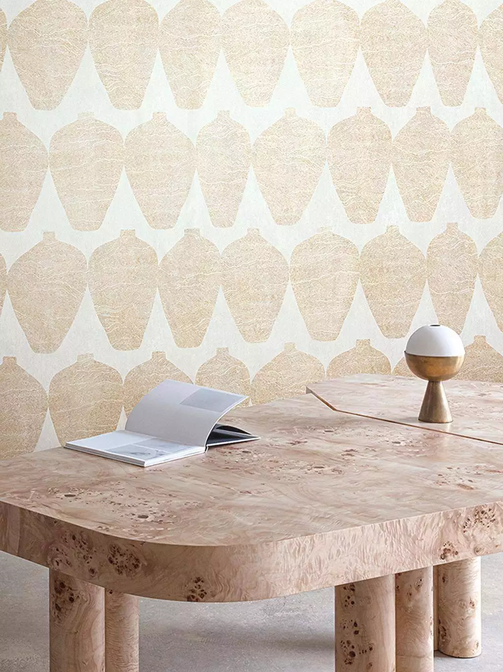 Hemia Oyster, col. 01 - Gegenstände - Moderne Muster - Creme - Hellbraun - Masureel