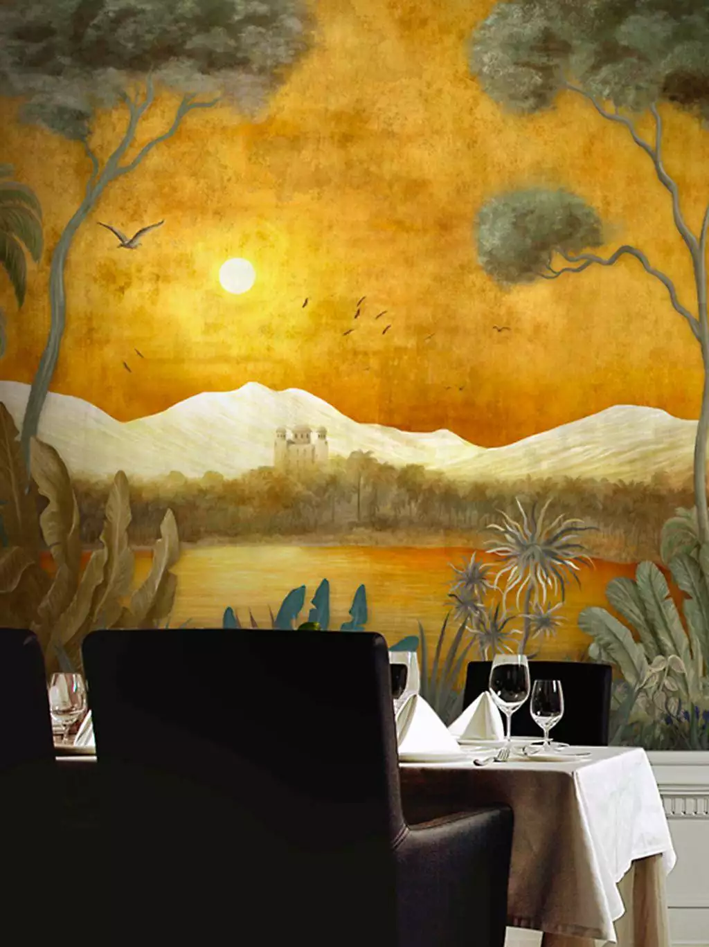 Monastir - Asia - Berge - Blumen - Blätter - Bäume - Florale Muster - FotoTapeten - Landschaft - Multicolor - CO.DE