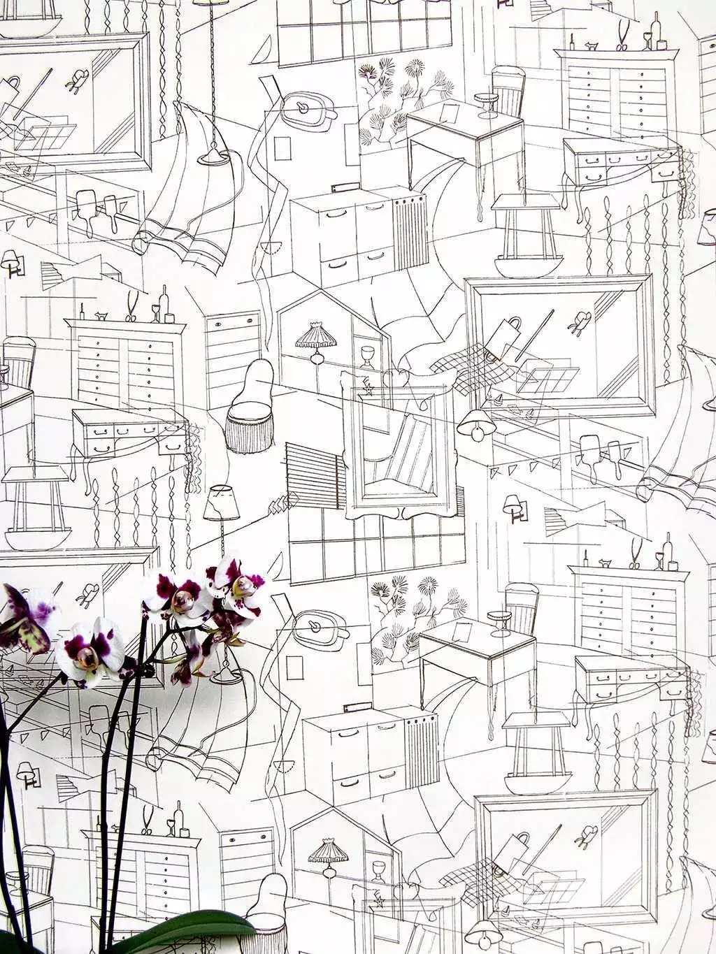 HOMES, col. 02 - Collage - Möbel - Braun - Creme - Erica Wakerly