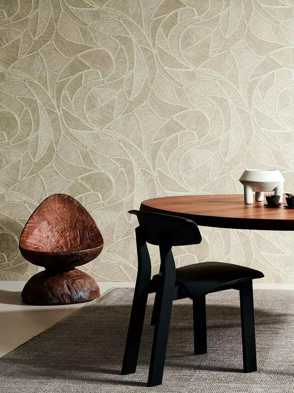 Manila Spiral, col. 10 - Blätter - Florale Muster - Moderne Muster - Creme - Hellbraun - ARTE