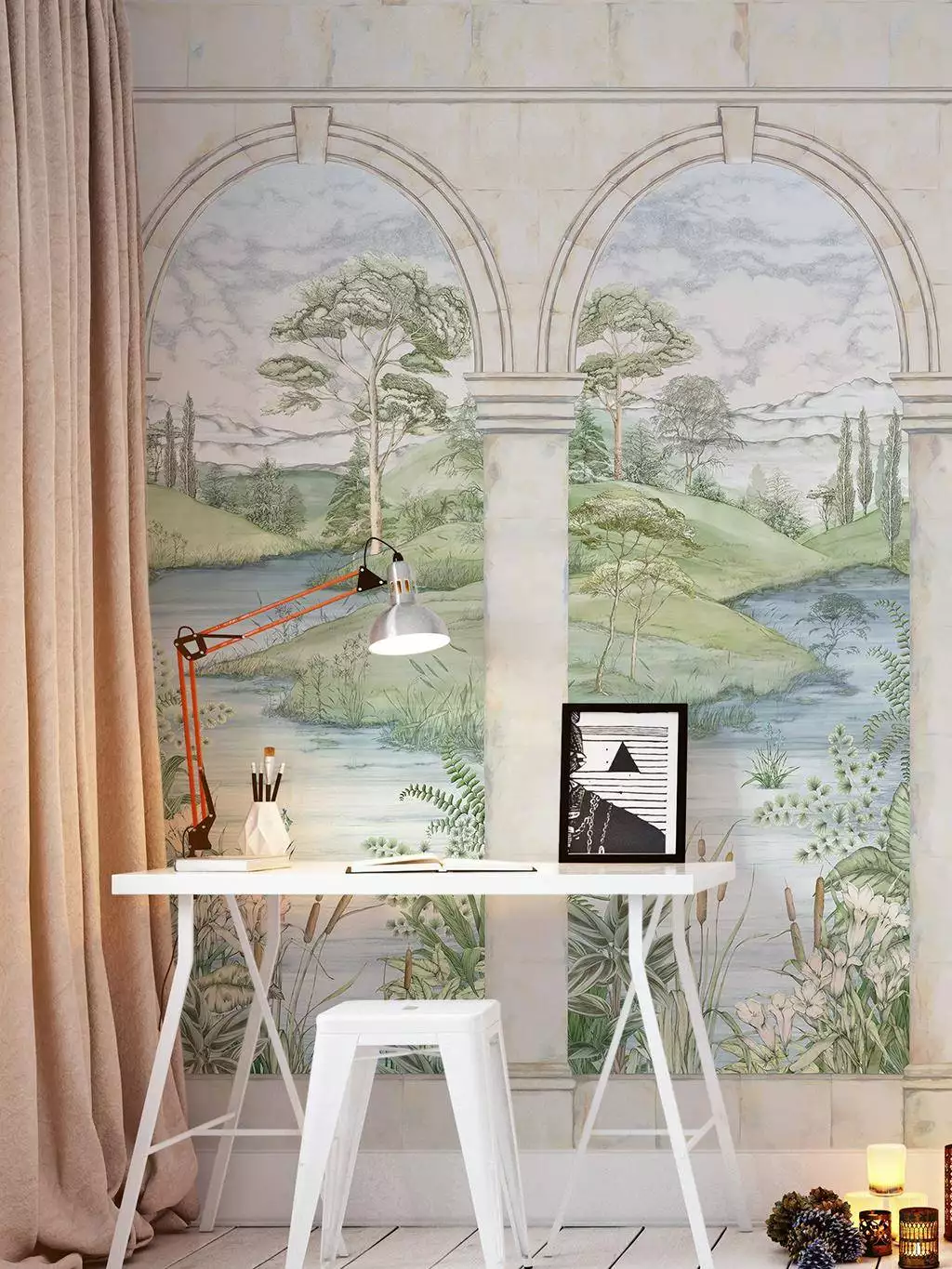 Colonnato, col. 01 - Blumen - Blätter - Bäume - Fauna - Florale Muster - FotoTapeten - Tiere - Vögel - Multicolor - Osborne & Little