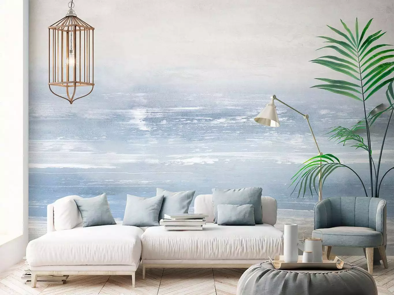 Malinda Dream, blue - Meer - Strandmotive - Wellen - Creme - Hellblau - Tecnografica