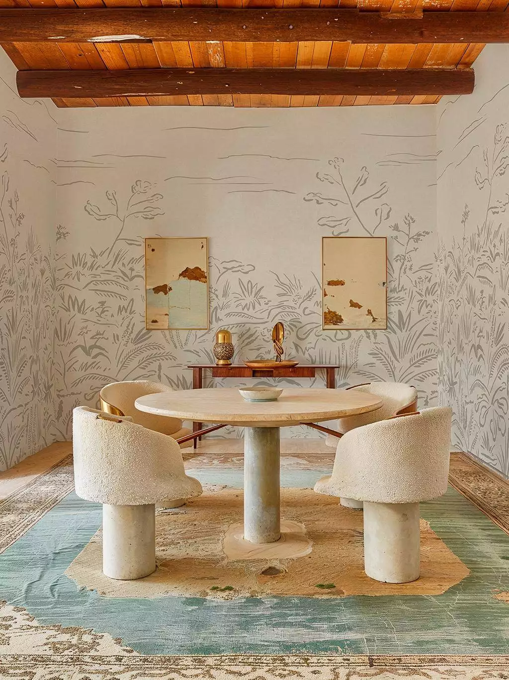 Floral Cave Grey - Blumen - Blätter - Bäume - Florale Muster - FotoTapeten - Landschaft - Creme - Grau - Tres Tintas