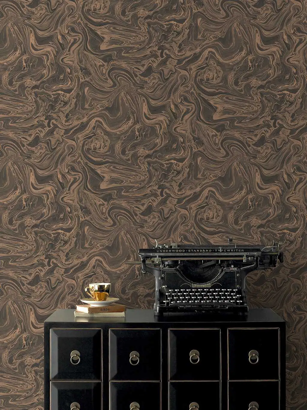 Marbled, col.08 - Marmor - Steinoptik - Bronze - Schwarz - Matex