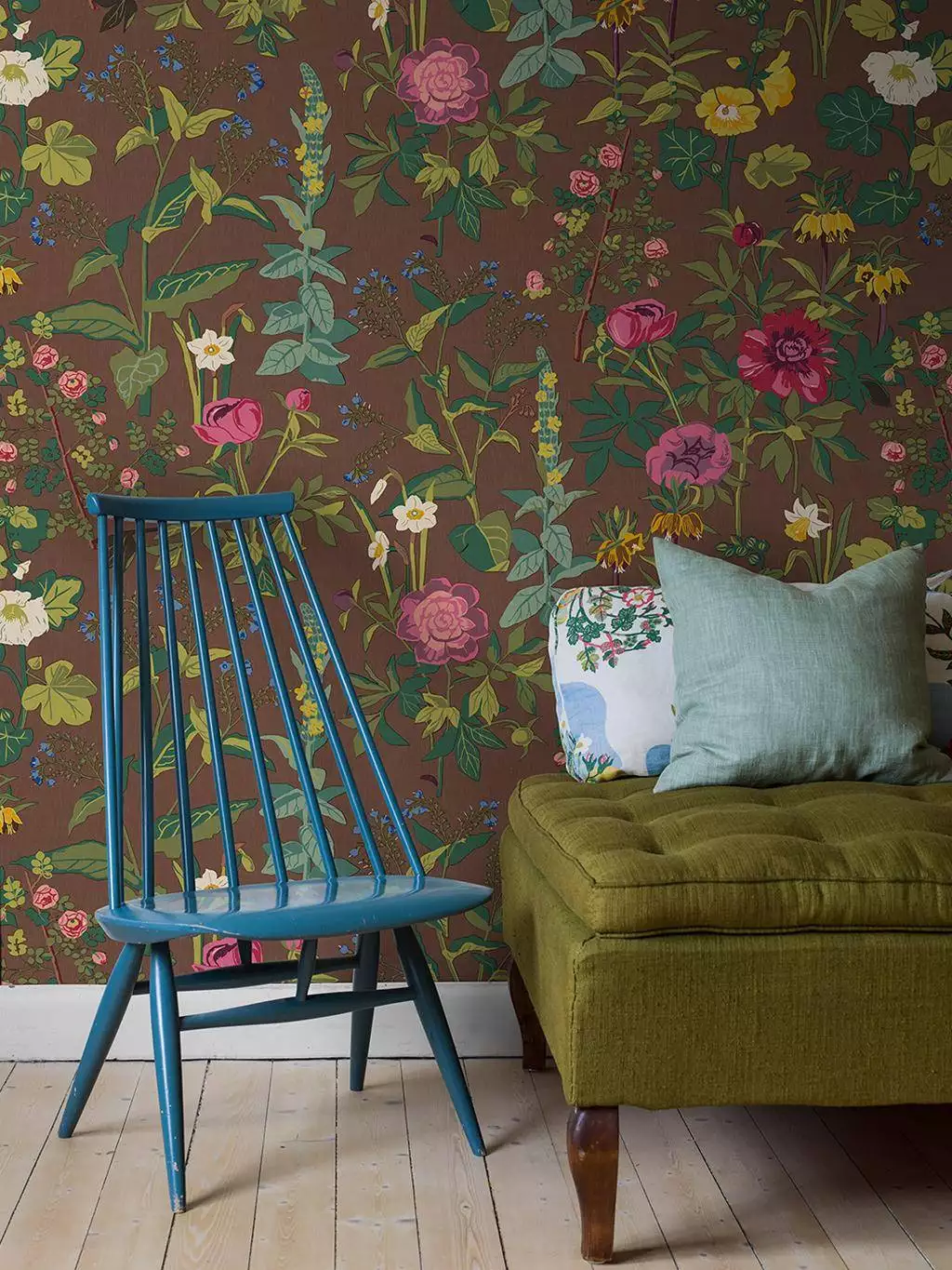 Sommar, col. 54 - Blumen - Blätter - Florale Muster - Braun - Multicolor - Borastapeter