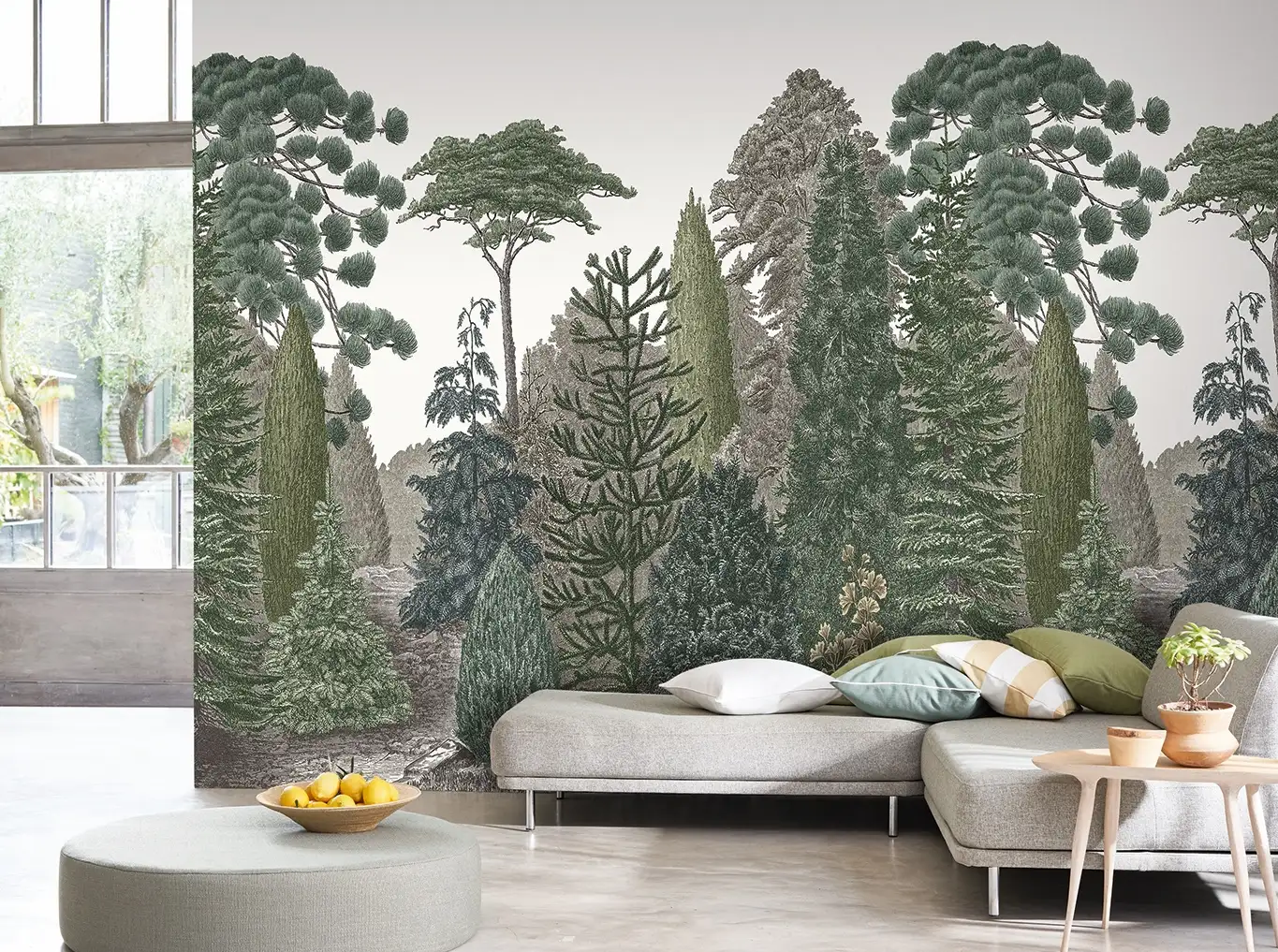 Raumbild Pinede Mediterranee - M - Bäume - Landschaft - Wald - Wald: - Zeichnungen - Grün - Casadeco