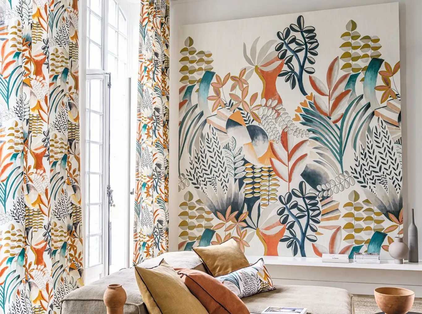 Panoramique Artemis - Blumen - Blätter - Bäume - Multicolor - Casamance