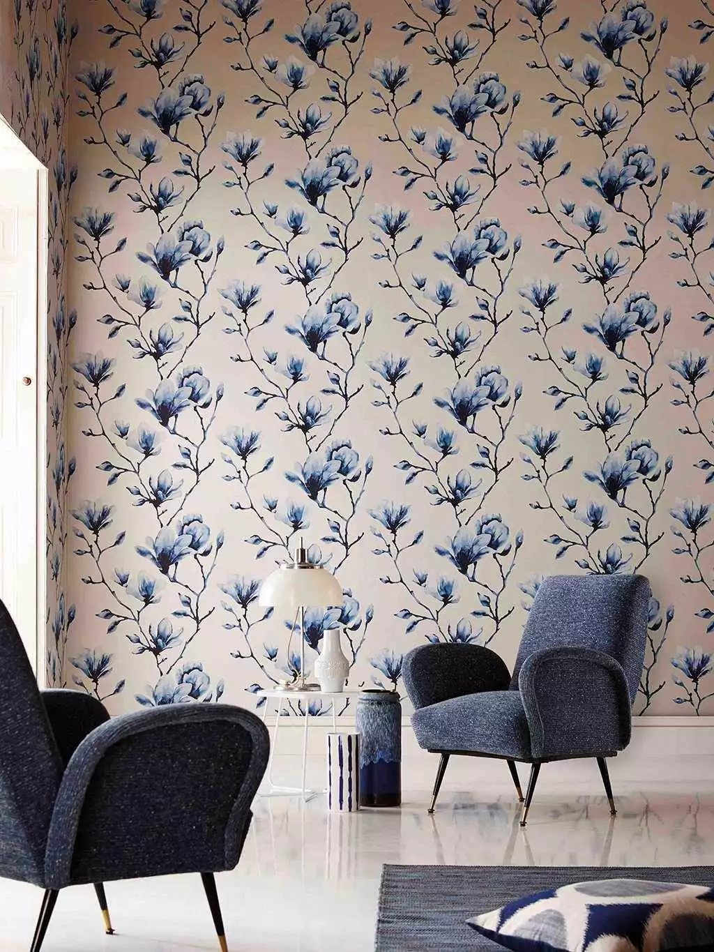 Altje, col.81 - Blumen - Blau - Grau - Silber! - Sanderson