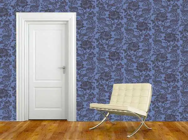 Raumbild Versailles - Blumen - Blau - Schwarz - FARROW&BALL