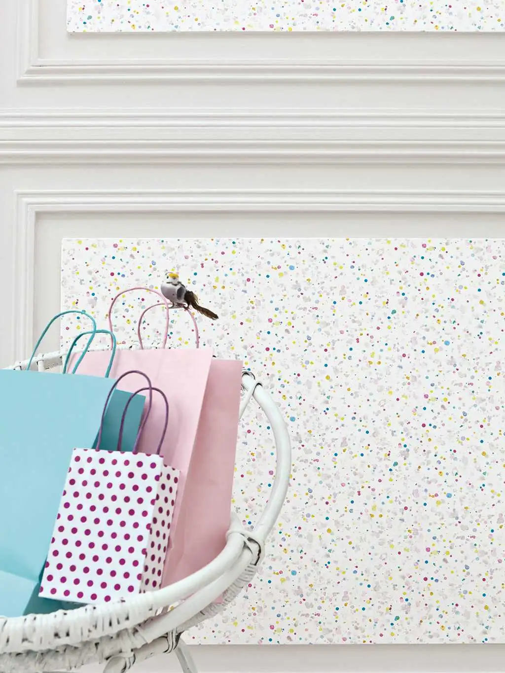 Renja - Punkte Tapeten - Multicolor - Weiß - Texdecor