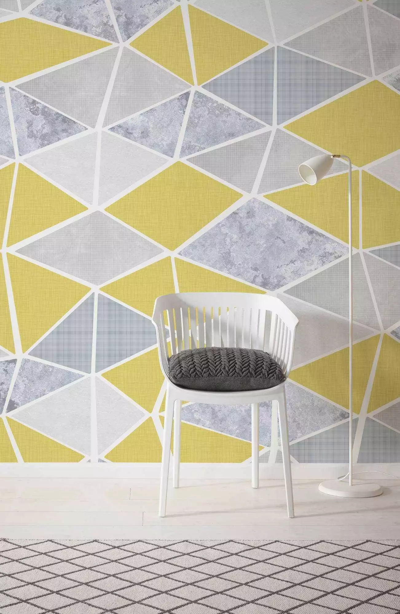 Yesterday - Fliesen - Kachel & - Rauten - Gelb - Grau - Weiß - Komar.Vlies