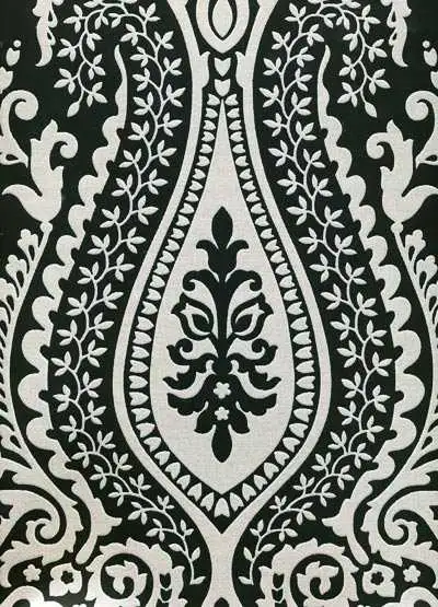 A4-Ausschnitt Kamini, col. 01 - Ornamente Tapeten - Paisley Tapeten - Schwarz - Silber - ROMO