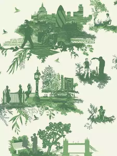 London Toile, greens on cream