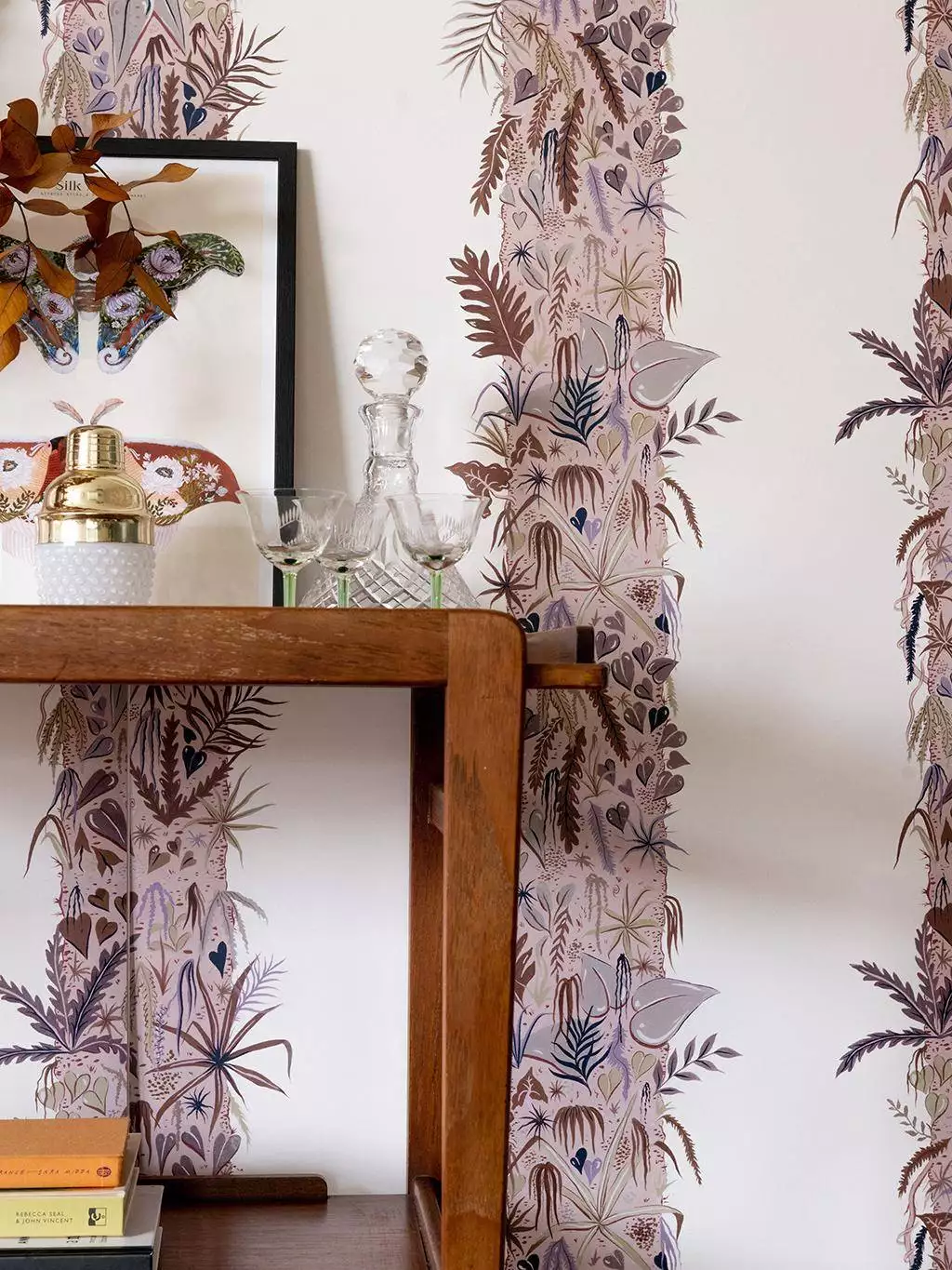 Monte Verde Wallpaper in Morganite-Pink - Blätter - Florale Muster - Braun - Creme - Hellblau - Hellgrün - Wear the walls