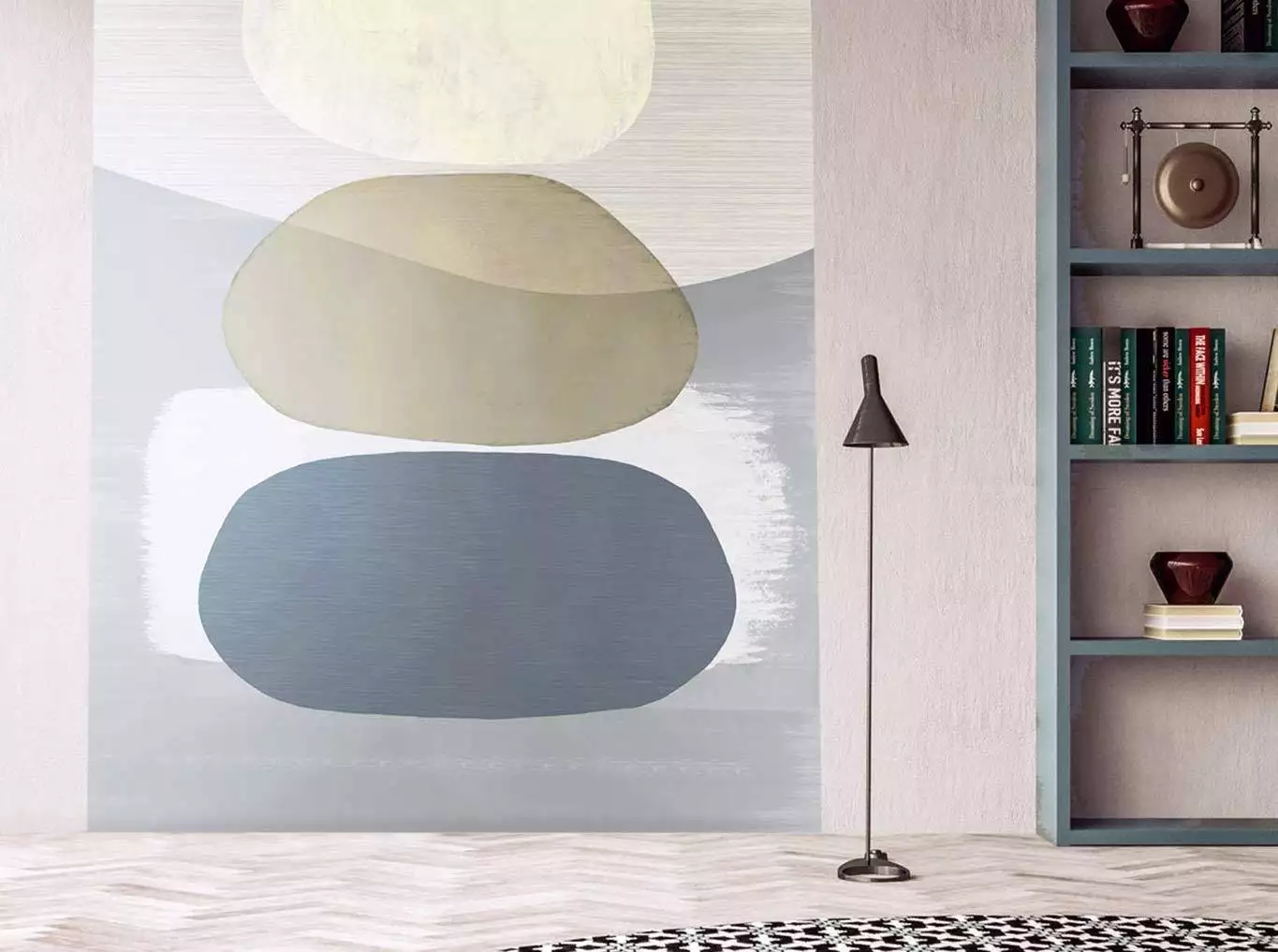 Balancing Rocks blues - Kreise - Blau - Creme - Grau - Weiß - Eijffinger