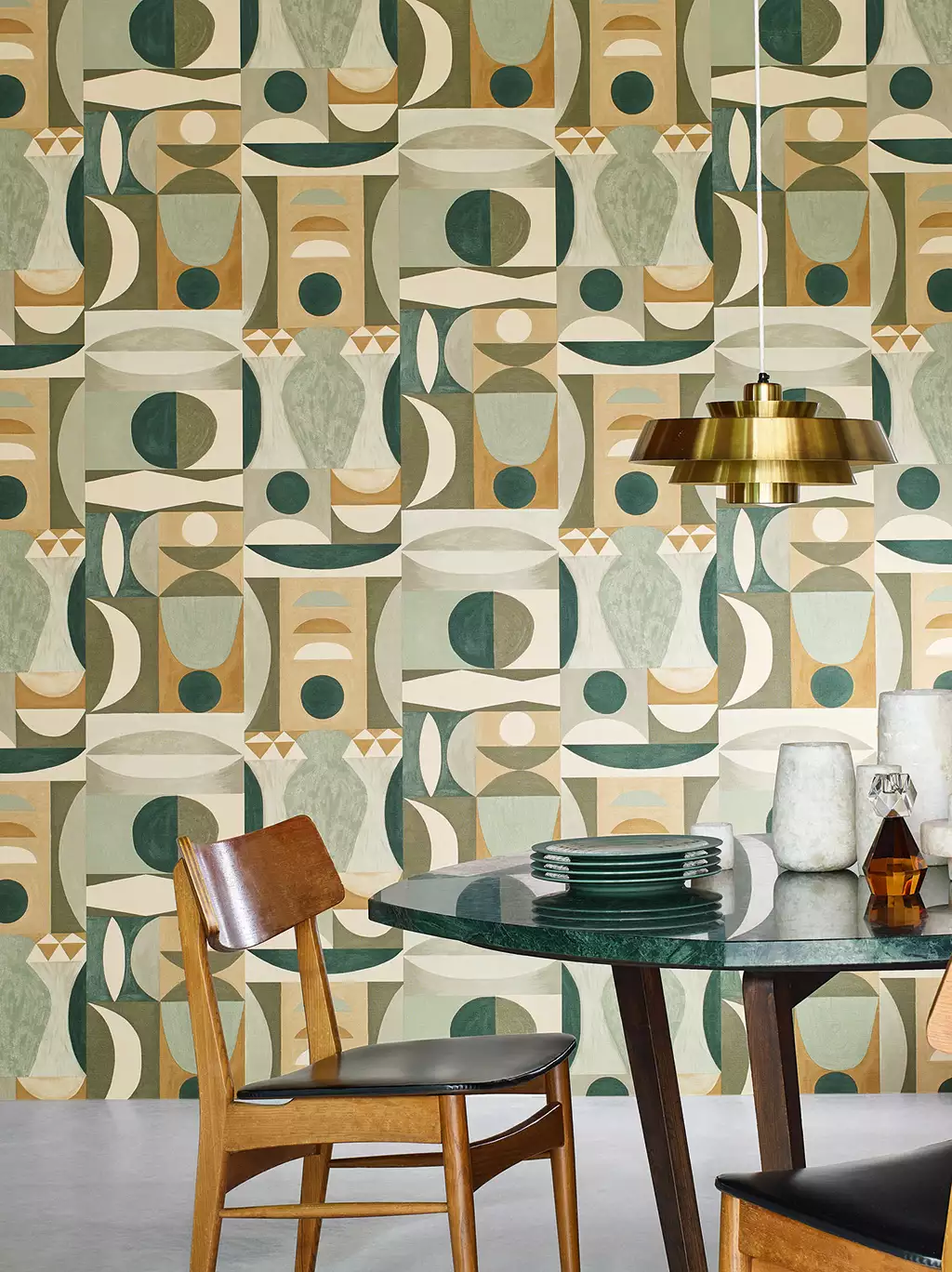 Auguste, col. 50 - Graphisch - Creme - Grün - Hellbraun - Casamance