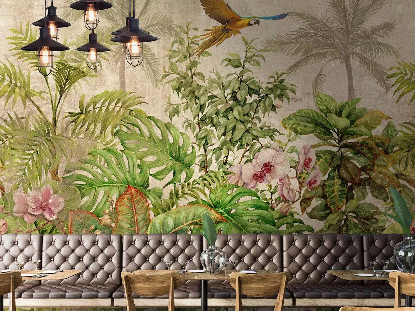 CANARY - Blumen - Blätter - Bäume - Tapeten mit Vogelmotiven - Tier Tapeten - Multicolor - Tecnografica