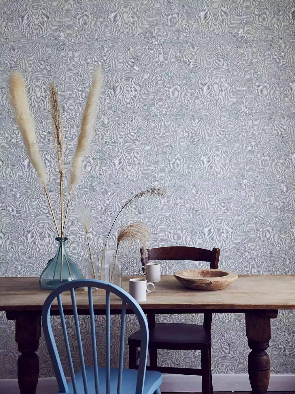 Seascape Solstice, eco-non woven - Wellen - Hellblau - Weiß - Abigail Edwards