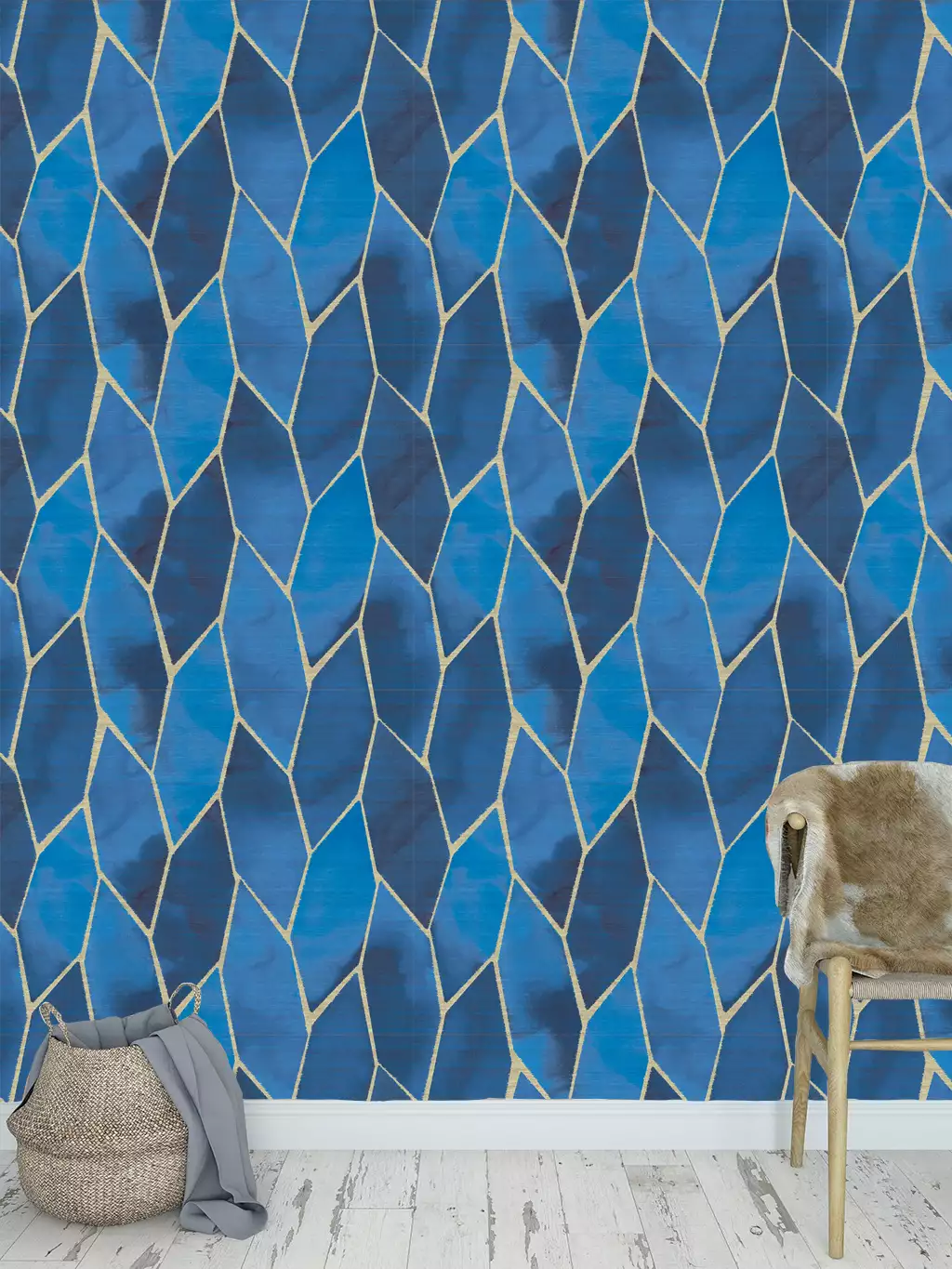 Yuzen, col. 41 - Blätter - Florale Muster - Moderne Muster - Blau - Hellbraun - Èlitis