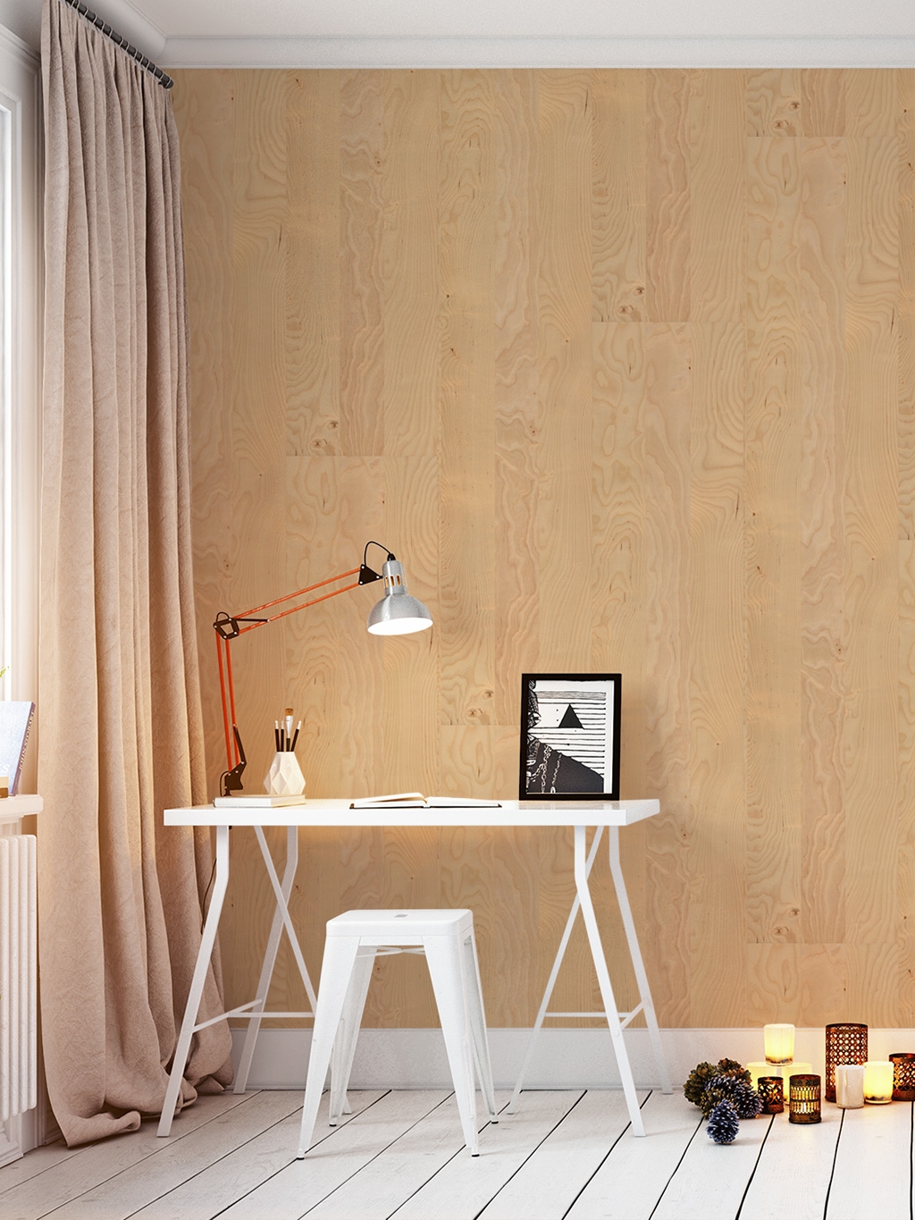 Holztapete, birke - vliestapete