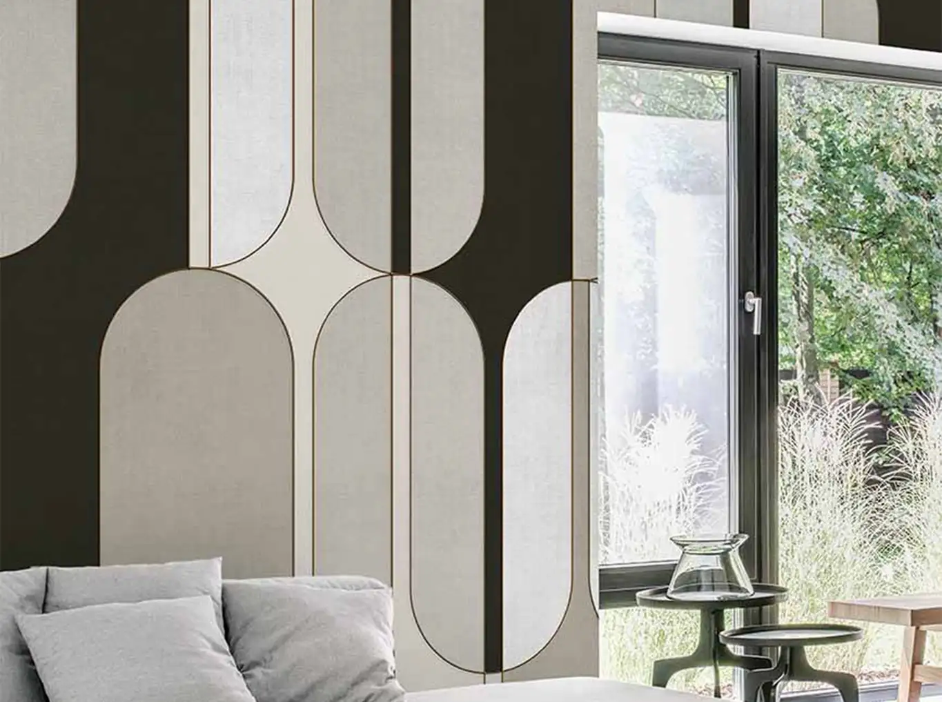 Clay - Bögen - Anthrazit - Creme - Grau - Wallpepper