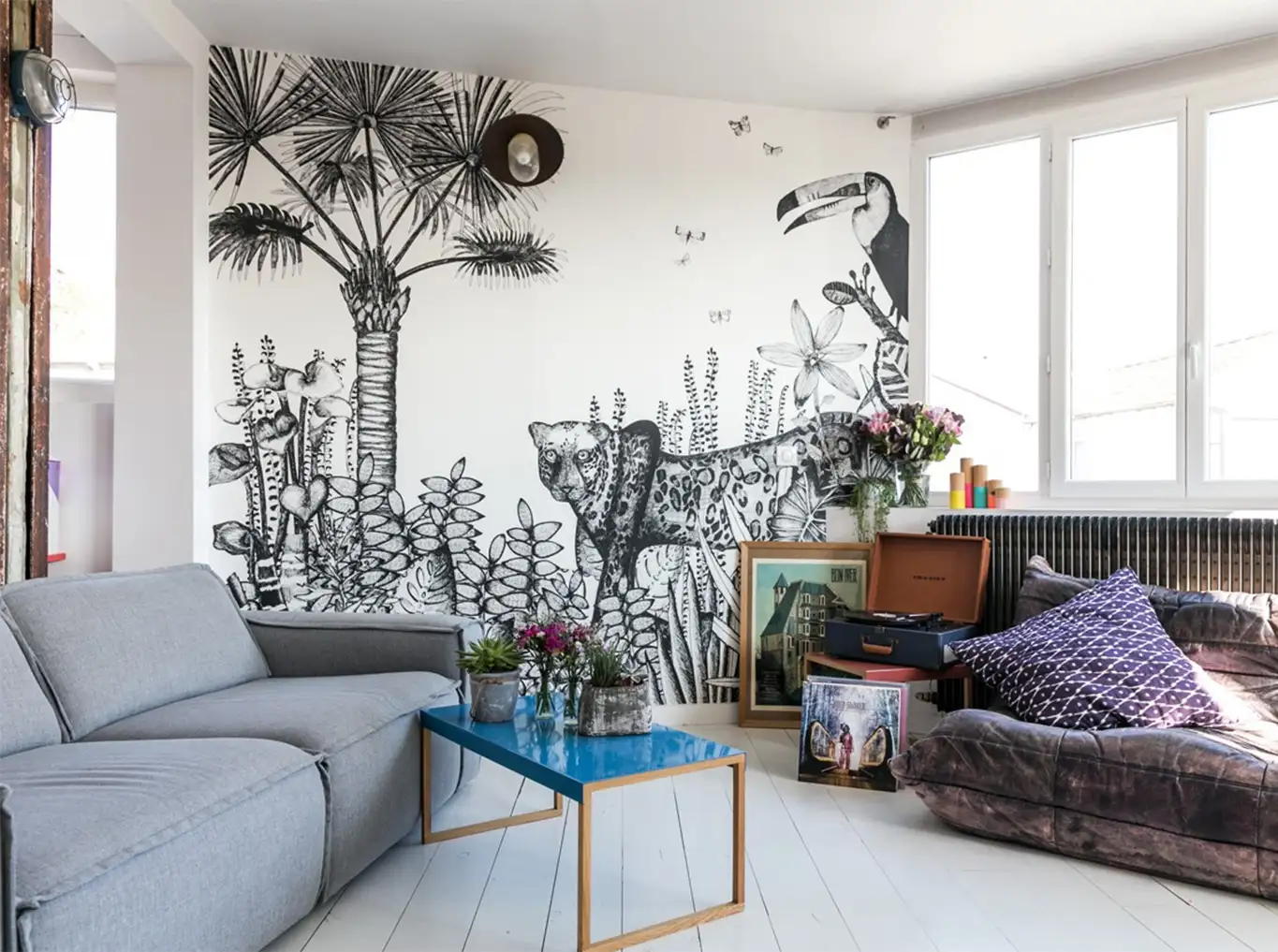 The Wild, Large - Tier Tapeten - Schwarz - Weiß - Bien Fait