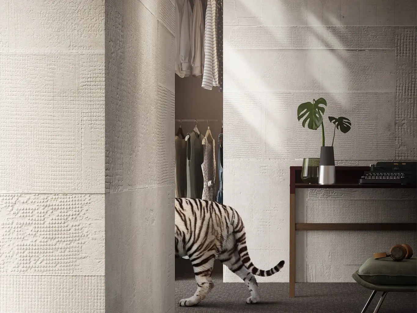 MALMOE, WHITE - Stofftapeten - Text - Creme - Tecnografica