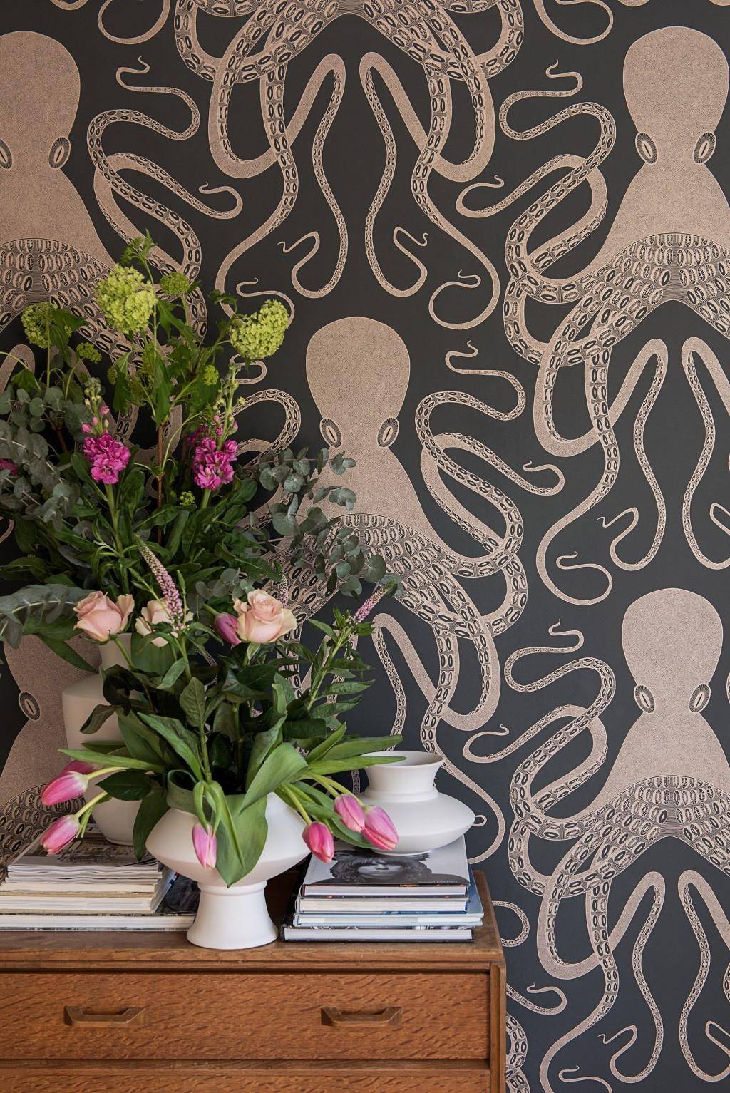 Miss Print Octopus Black Ink. - tapete mit