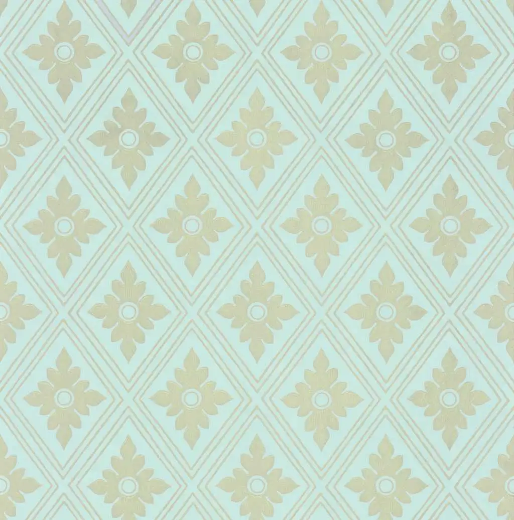 Rapport Ranelagh - Ornamente Tapeten - Rauten - Gold - Mint - FARROW&BALL