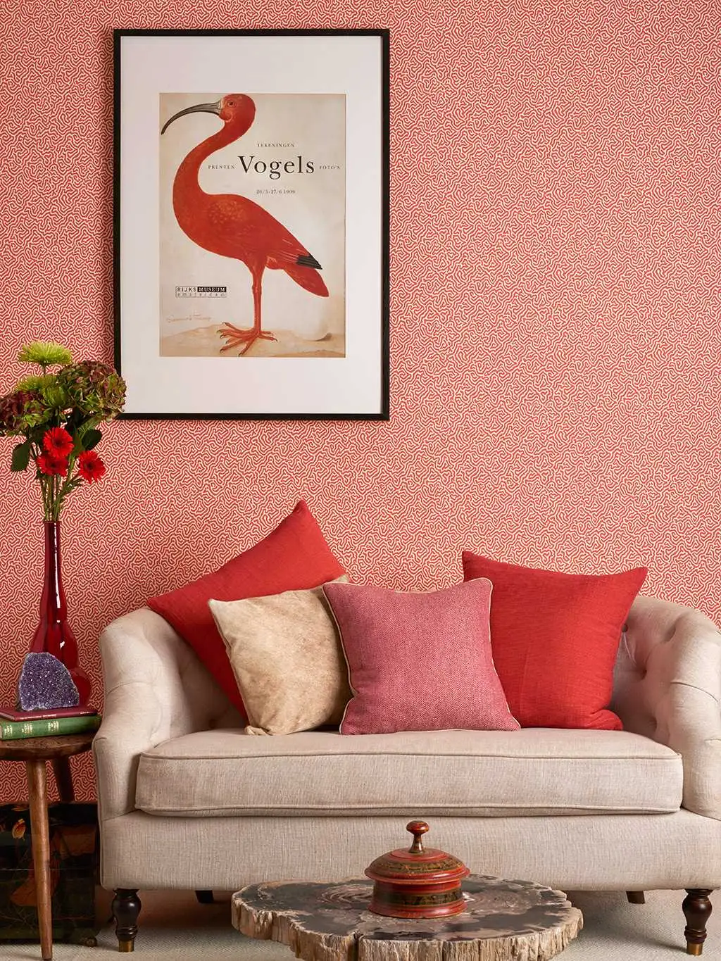 Vermicelli, col.08 - Formen - Creme - Rot - Cole & Son