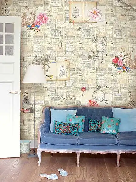 Feeling Papergood - Blumen - Noten - Creme - Hellbraun - Multicolor - Essenza Home