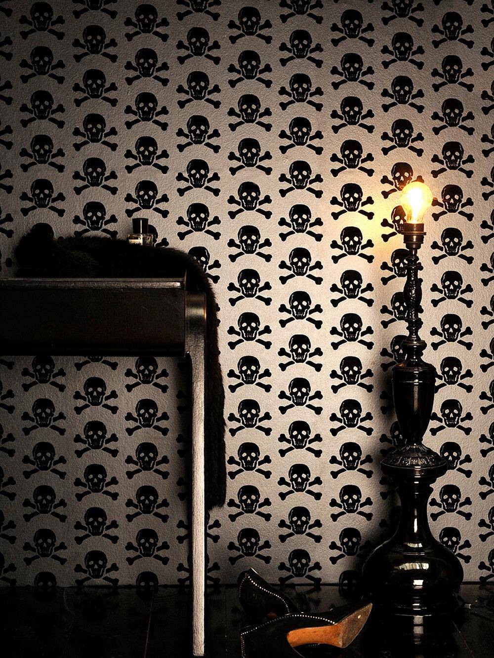 Skulls Black on Gunmetal - tapete für