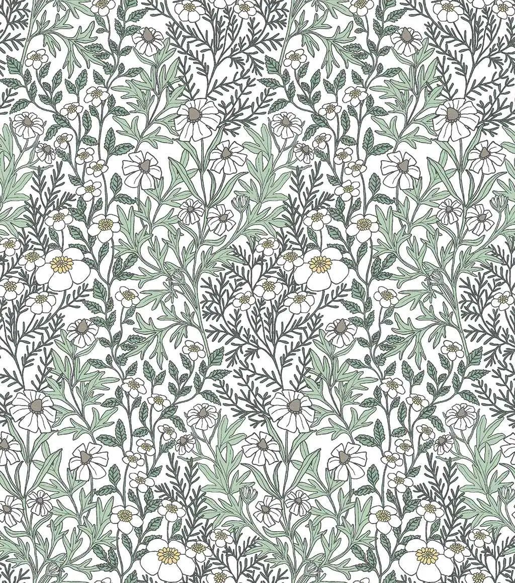 Feverfew, moss