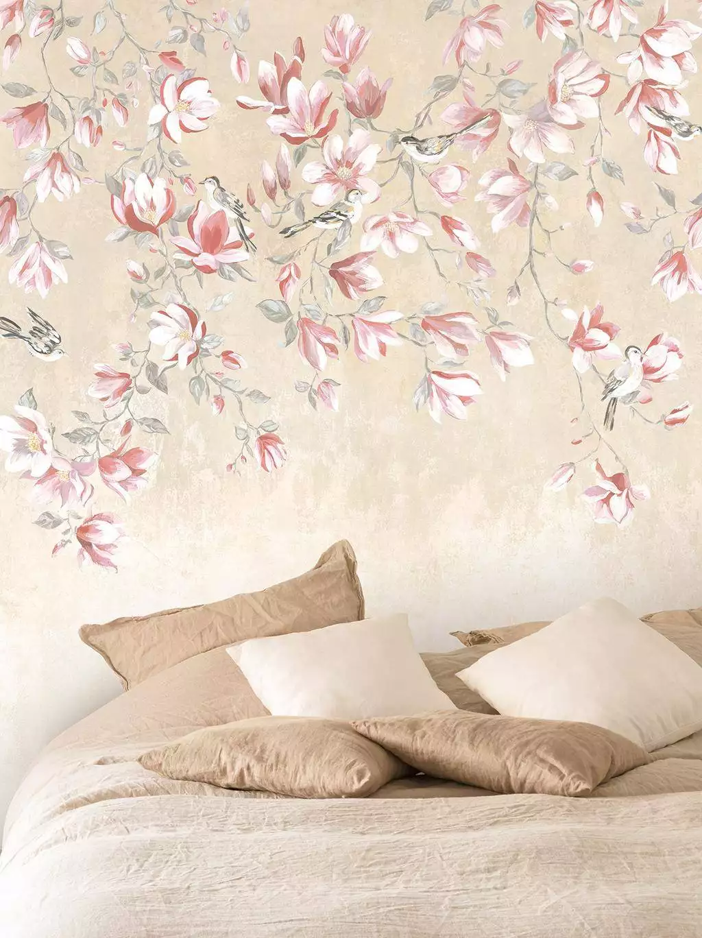 Hana, M - Blumen - Blätter - Florale Muster - FotoTapeten - Tiere - Vögel - Multicolor - Casadeco