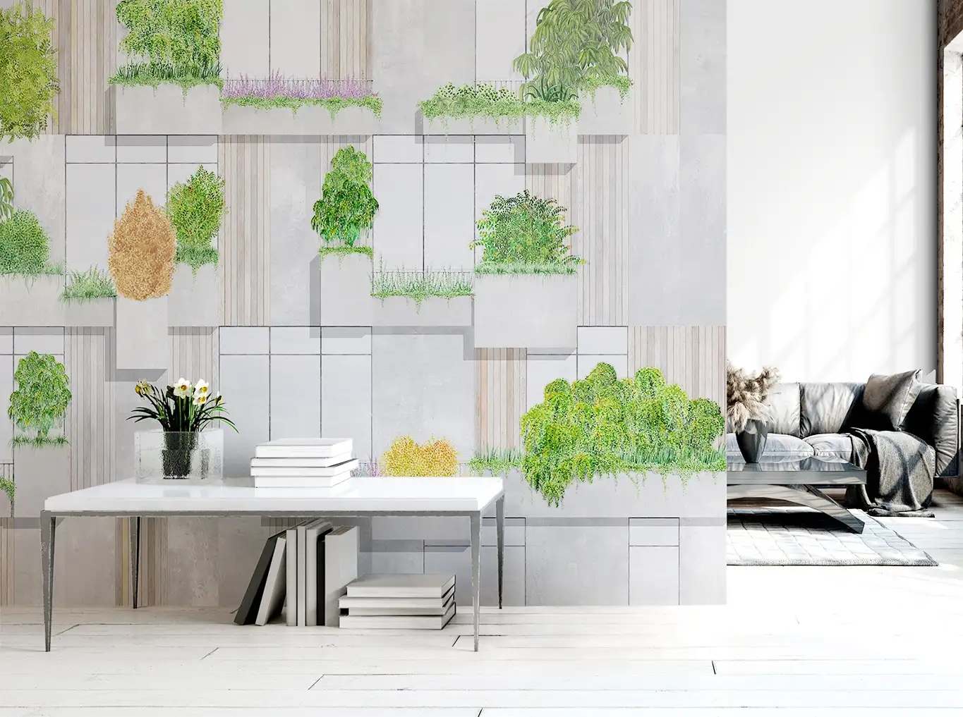 Vertical Forest, col. 60 - Gebäude - Creme - Gold - Grau - Grün - Ocker - COORDONNÈ