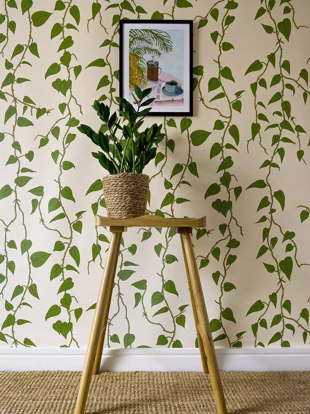 Cascada Wallpaper in Alabaster-Cream