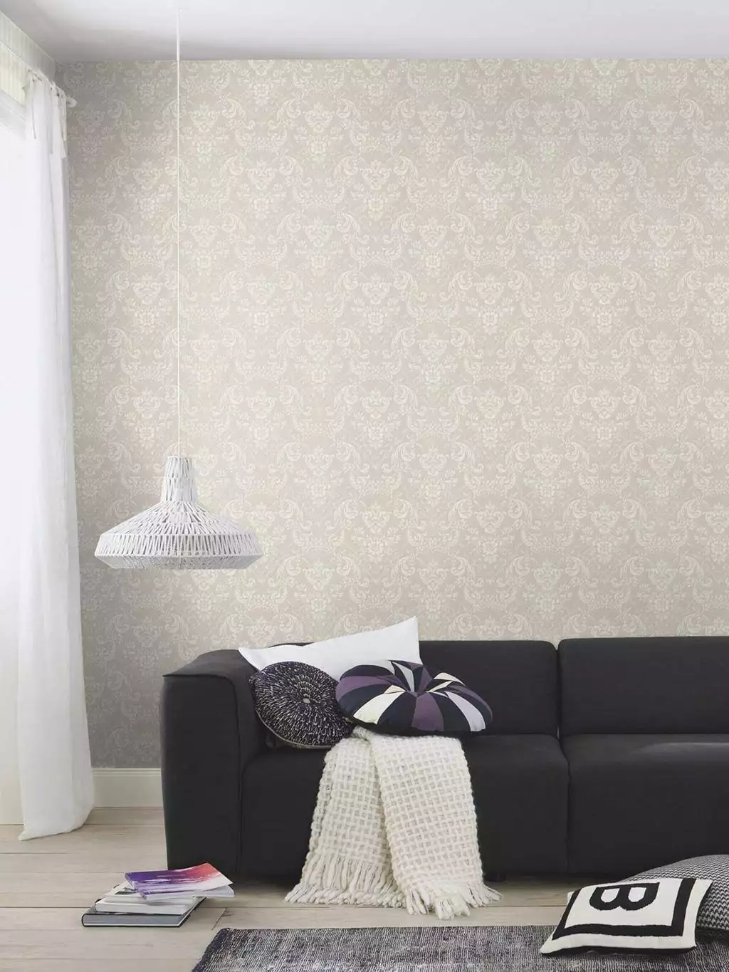 Italian palace, col. 25 - Klassische Muster - Ornamente - Creme - Grau - Rasch