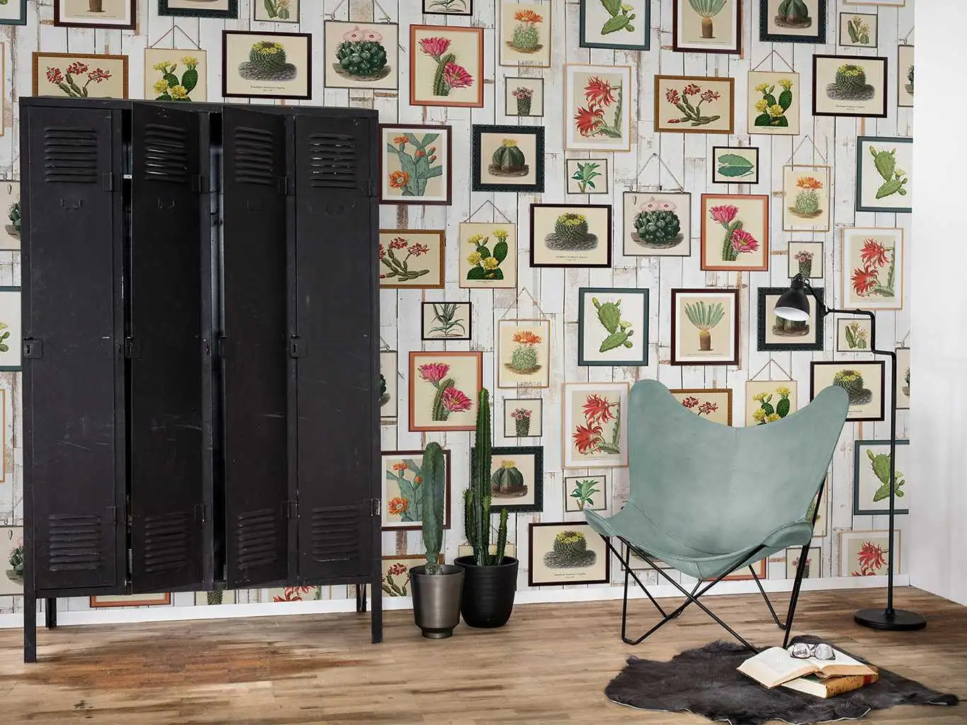 Raumbild Cactus Wall Art - Blumen - Blätter - br /> - Multicolor - Rebel Walls