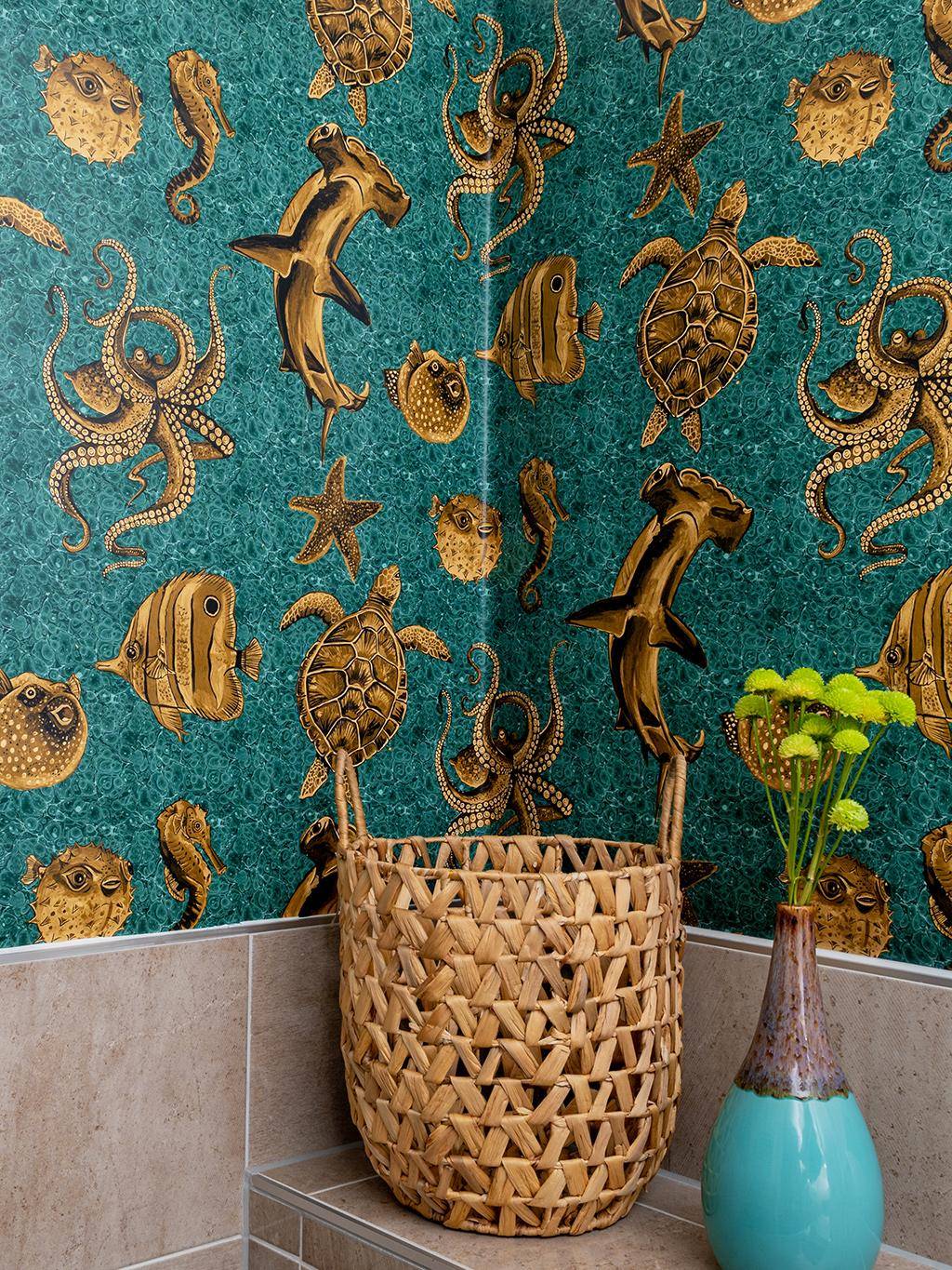 Thalassophile Wallpaper in Ocean-Blue - tapete mit