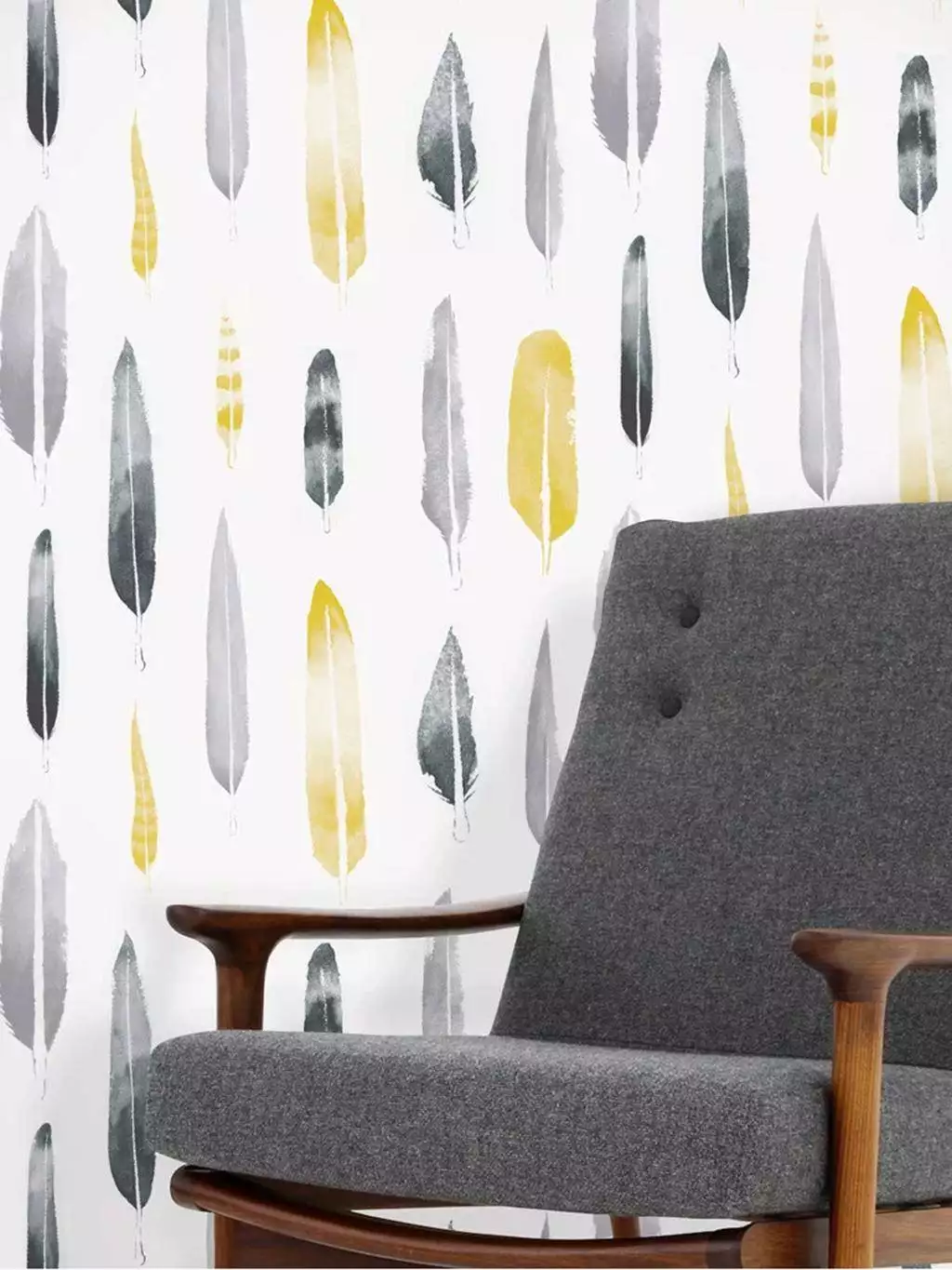 Feathers, Mustard - Federn - Anthrazit - Ocker - Weiß - Mini Moderns