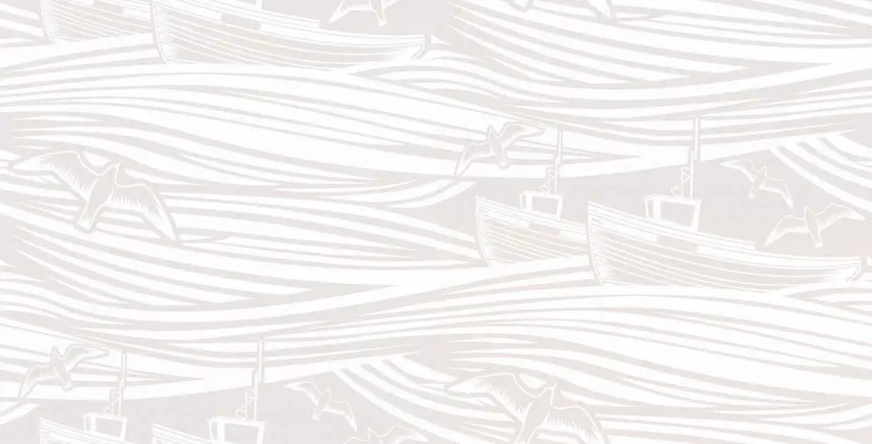 Whitby, stone - Nautic - Tier Tapeten - Wellen - Creme - Weiß - Mini Moderns