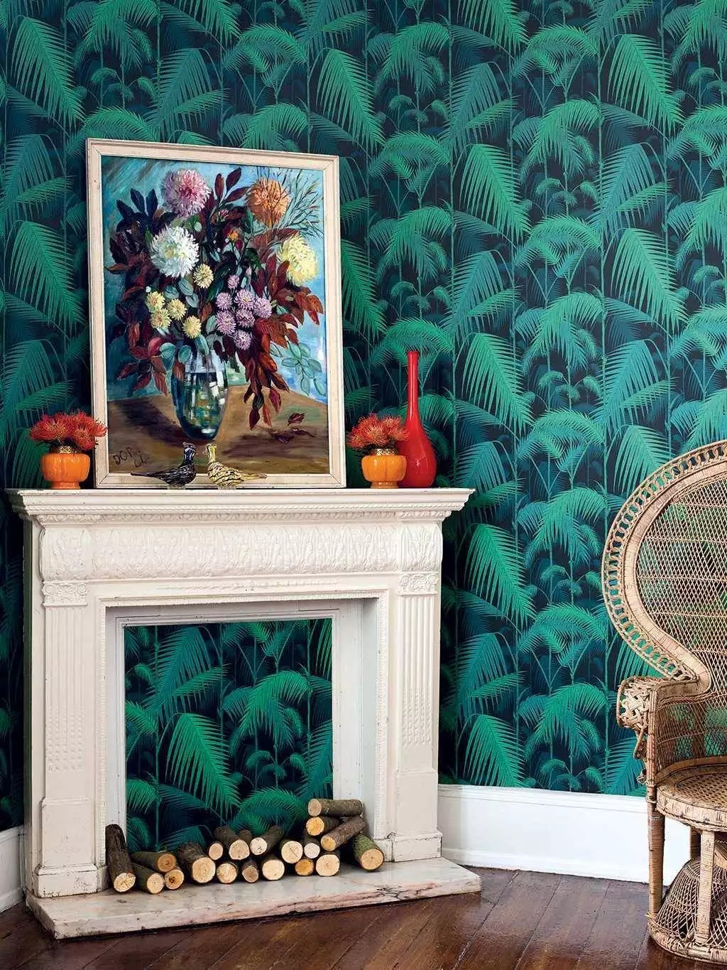 Palm Jungle, col.03 - Blätter - Grün - Petrol - Schwarz - Cole & Son