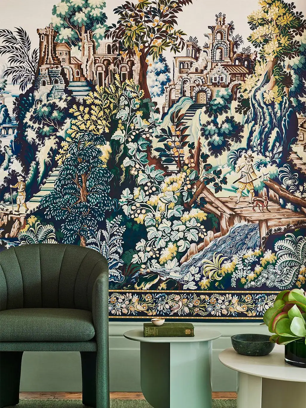 Verdure Tapestry - Blätter - Bäume - Florale Muster - FotoTapeten - Gebäude - Landschaft - Multicolor - Cole & Son