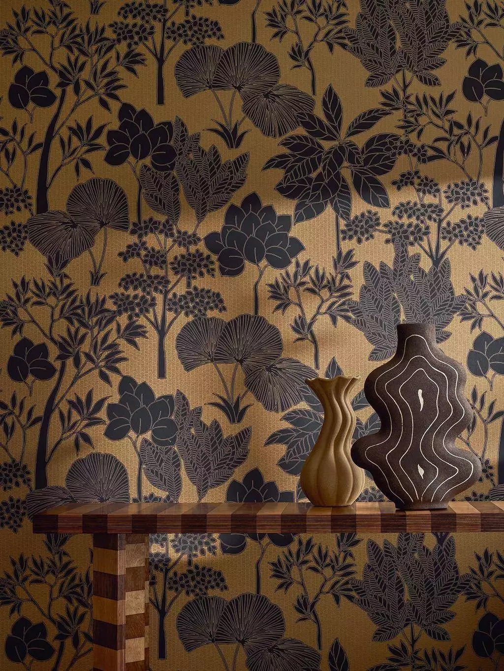 Inara, col. 08 - Blumen - Blätter - Florale Muster - Braun - Schwarz - Casamance