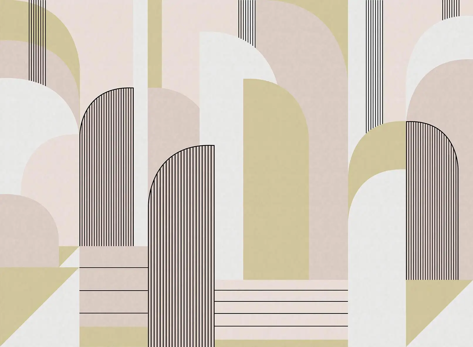 Impression D'Orient, col. 2 - Bögen - Formen - Linie - Gelb - Rosa - Schwarz - Weiß - Londonart