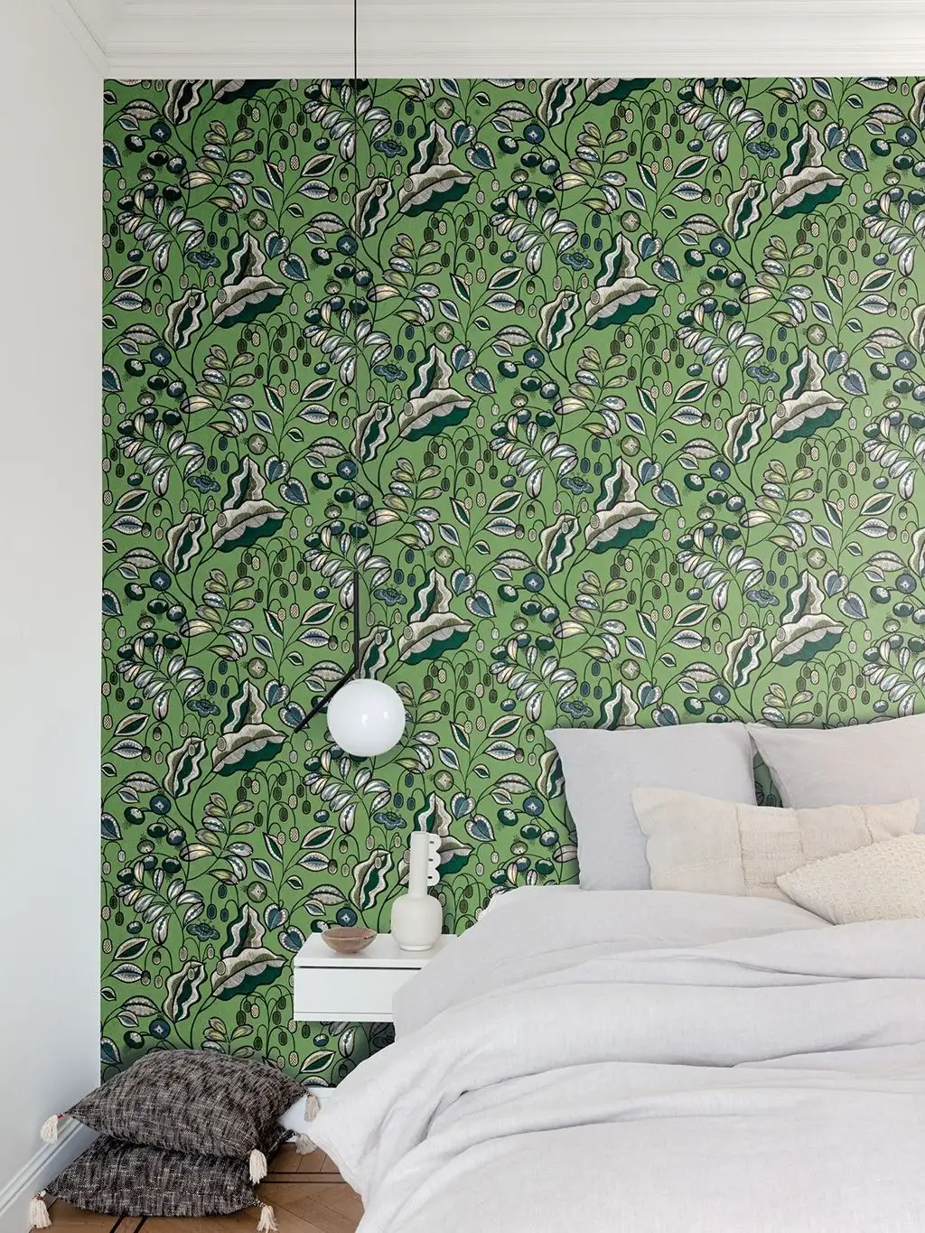 BAHIA GREENERY - Blumen - Blätter - Blau - Grün - Hellblau - Hellgrün - Schwarz - Weiß - Masureel