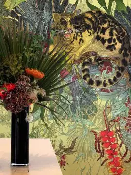 Tropical Clouded Leopard Superwide Wallpaper, Light Lime